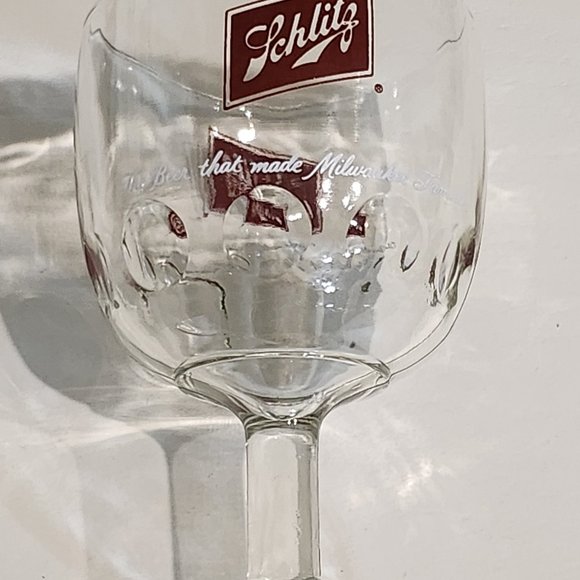 Schlitz 1970 Thumbprint Beer Goblet Schooner 16 Ounce Stemmed Retro Beer - Picture 3 of 10
